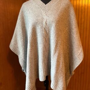 Cashmere/Wool Cable Knit Sweater Poncho
